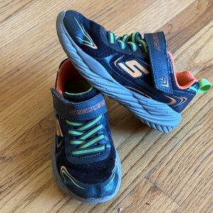 Skechers Kids' Black and Neon Green orange Sneakers